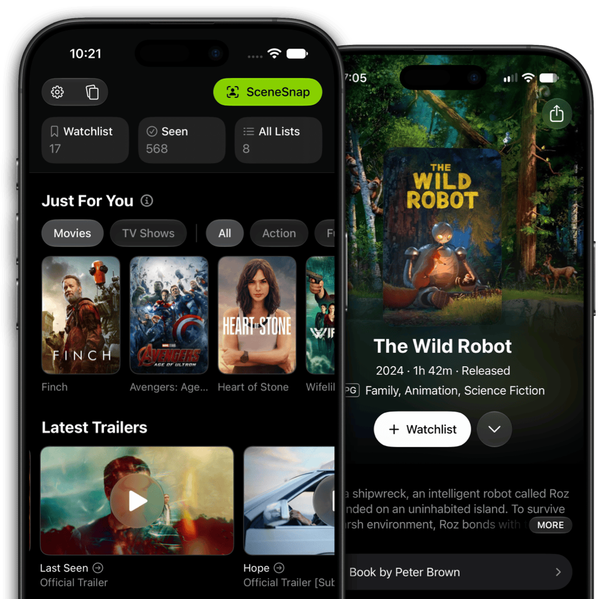Limelight on two iPhones showing personalized recommendations and a film detail page