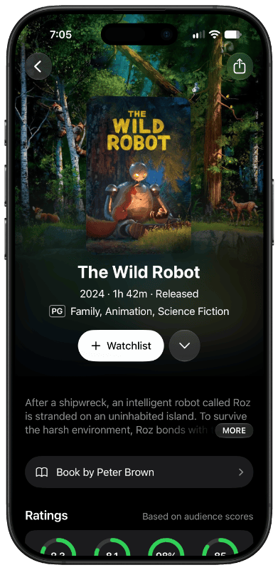 The Wild Robot title page in Limelight
