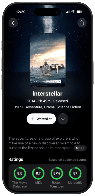 Interstellar title page in Limelight