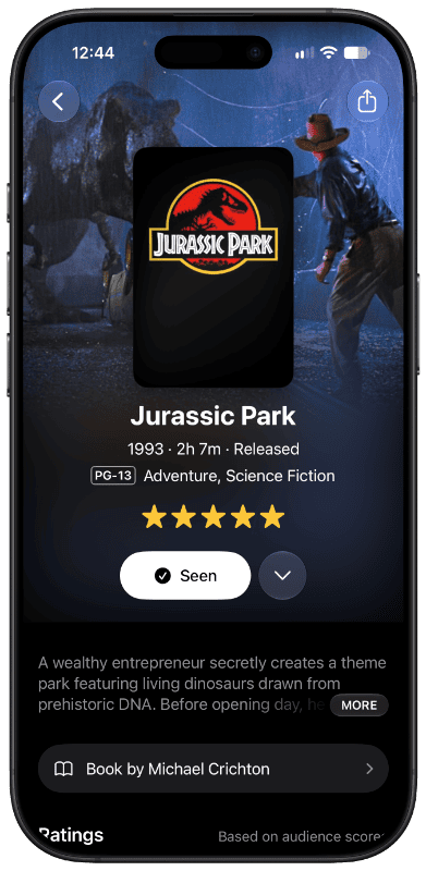 Jurassic Park title page in Limelight